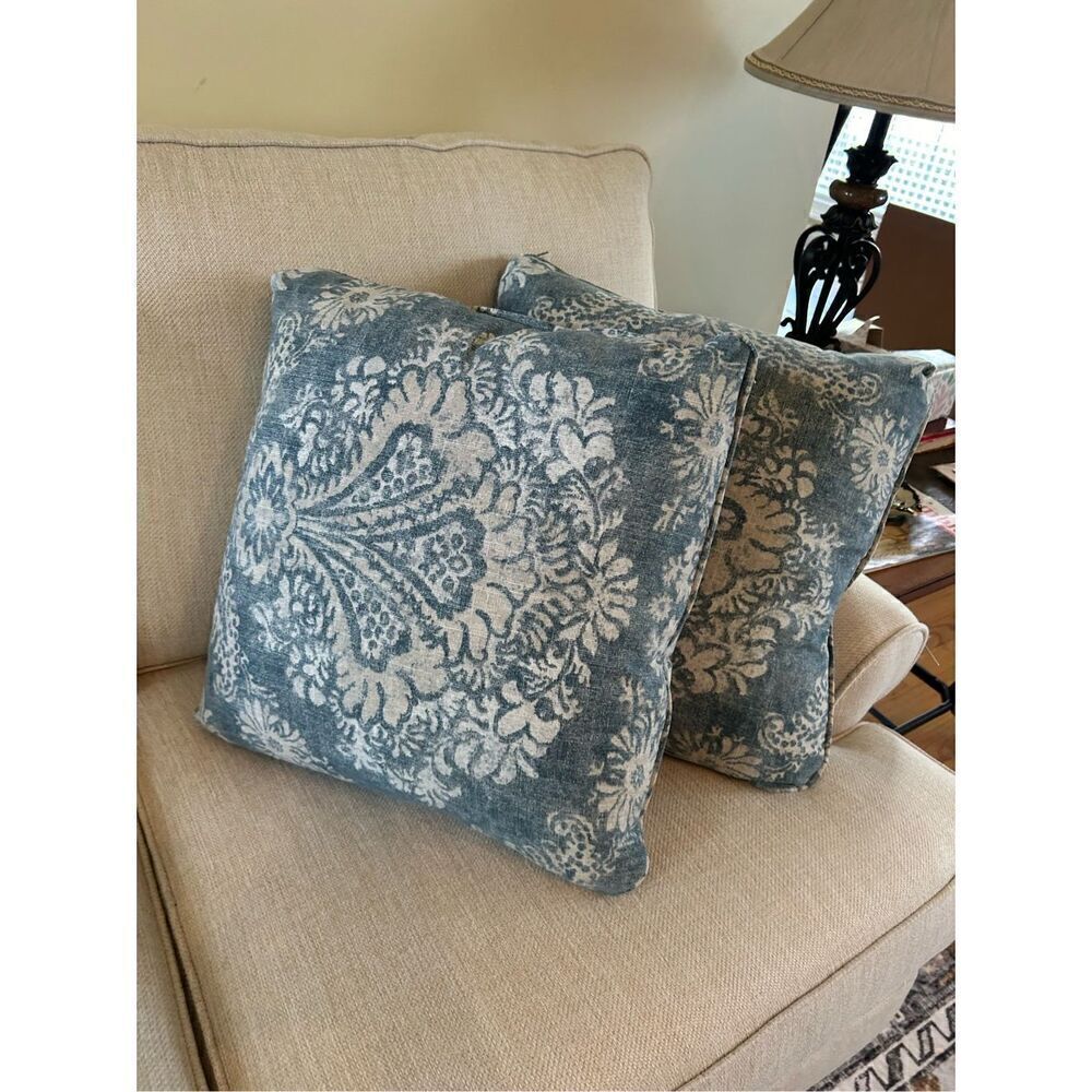 Alexandra Denim Square Pillows - Picture 2 of 8